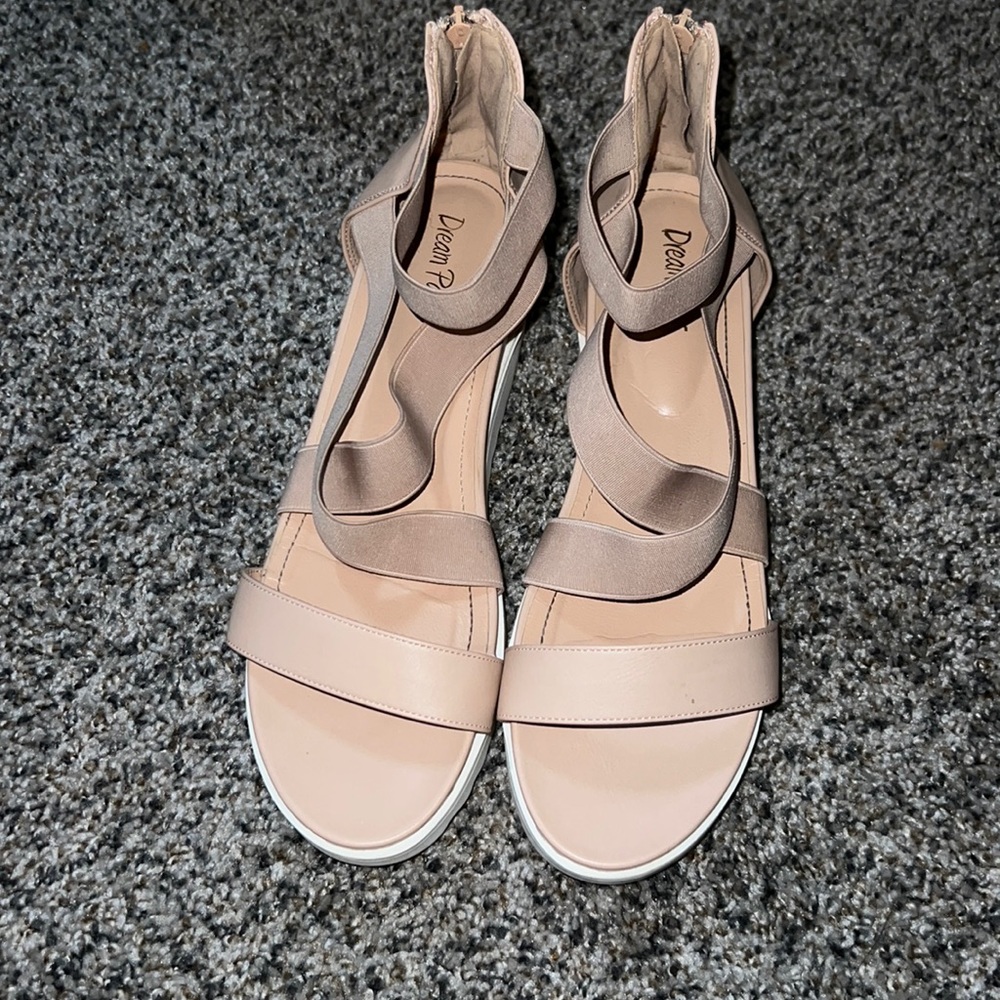 tan and white wedges
